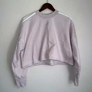 ADIDAS Womens Medium Light Purple Embossed Cropped Long Sleeve Sweatshirt J1